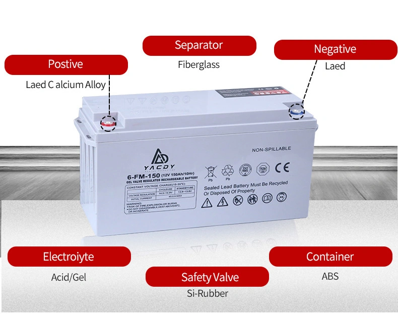 12V200ah AGM Gel Front Terminal Deep Cycle Solar UPS Battery for Telecom